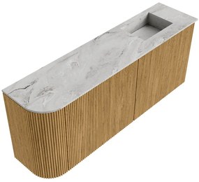 Mondiaz Joya DLux 100cm toiletmeubel ronding links oak met wastafel faye rechts zonder kraangat glace
