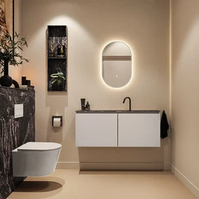 Mondiaz Ture DLux toiletmeubel 120cm linen met wastafel lava midden met kraangat