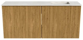 Mondiaz Joya DLux 90cm toiletmeubel oak met wastafel faye rechts 1 kraangat ostra