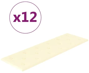 vidaXL Wandpanelen 12 st 3,24 m² 90x30 cm kunstleer crèmekleurig