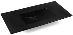Muebles Marbella badmeubel ribbelfront 100cm walnoot met zwarte wastafel zonder kraangat