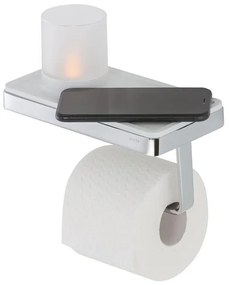 Geesa Frame Toiletrolhouder met planchet en (LED licht)houder Wit / Chroom 91888902