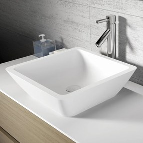 Riho Avella waskom solid surface vierkant wit mat