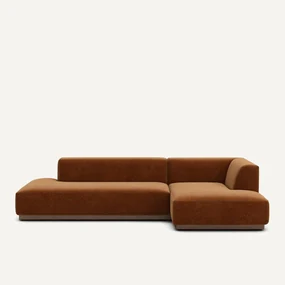 Rechter hoekbank XL in chenille fluweel, Jacopo