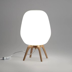 Tafellamp in hout en opaline glas, Boldo