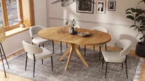 RENZO Natuurlijk Eiken - RONDE HOUTEN TAFEL Ø110 UITKLAPBAAR TOT 180 cm | VOOR DE KEUKEN EETKAMER WOONKAMER RETRO