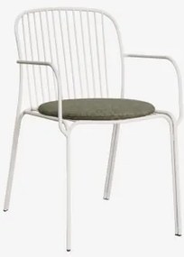 Pack Van 4 Tuinstoelen Met Armleuningen Van Staal Anerina Gardenia Wit & Groen – Intens Olijf - Sklum