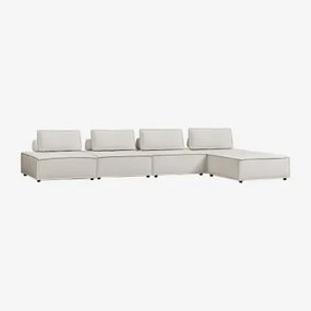 Modulaire Vierdelige Bank En Voetenbank In Vermont-stof Chenille Crèmebeige - Sklum