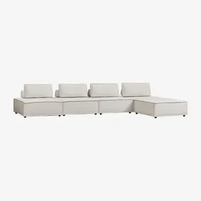 Modulaire Vierdelige Bank En Voetenbank In Vermont-stof Stof Crème Beige - Sklum