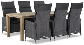 Tuinset 6 personen 220 cm Wicker Zwart Garden Collections Madera/Bristol