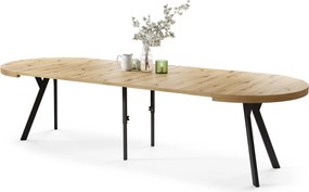 EXPANSO Eik Artisan/zwarte poten - GROTE RONDE TAFEL Ø110 UITBREIDBAAR TOT 310 cm met Y-POTEN LOFT/INDUSTRIAL