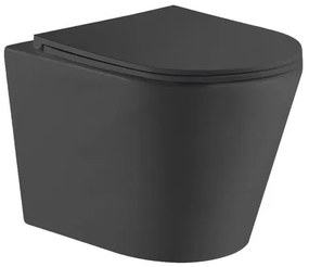 QeramiQ Dely Wandclosetset - 36.3x51.7cm - diepspoel - rimless - slim zitting - mat zwart SW1026253/SW1000768