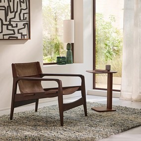 Fauteuil van massief gebeitst eiken en leer, Alberto