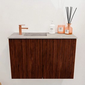 Mondiaz Joya DLux 60cm toiletmeubel ruby met wastafel faye links 1 kraangat glace