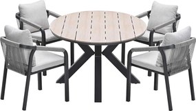 Garden Impressions Tarera tuinset 5-delig taupe - Tulli tuintafel 180x115 cm - light teak vironwood