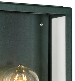 Industriële buiten wandlamp donker groen met glas IP44 - Rotterdam Industriele / Industrie / Industrial E27 IP44 Buitenverlichting