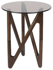 Dutchbone Naia Bijzettafel Walnoot Hout En Glas - 40 X 40cm.