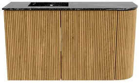 Mondiaz Joya DLux 70cm toiletmeubel ronding rechts oak met wastafel faye links 1 kraangat lava