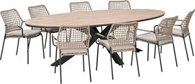 Garden Impressions Natas tuinset sand 9-delig - Tulli tuintafel ovaal 280x140 cm