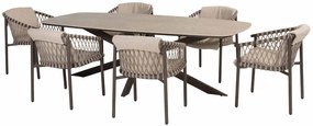 4 Seasons Outdoor Allora tuinset terre met Prado tafel met keramisch blad 240 cm Tuinset   beige weerbestendig