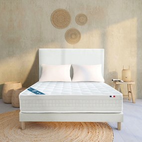 Pakket van matras met 616 veren, stevig ligcomfort, en lattenbodem, poten en hoofdbord