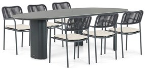 Tuinset 6 personen 240 cm Aluminium/rope Grijs Coco Penya/Weave