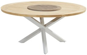 Taste by 4 Seasons Prado tuintafel frost grey frame teak blad Ø 160 cm Tuintafel   houtkleur weerbestendig