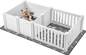 VEVOR Puppy Werpbox, 186,5 x 97 x 50 cm, Hondenren, met in hoogte verstelbare deur, Puppy Werpbox, Wasbare Pee Pad, PVC Plastic Werpbox voor Middelgrote Honden