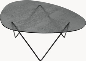 Handgemaakte ovale salontafel Pedrera met glazen tafelblad