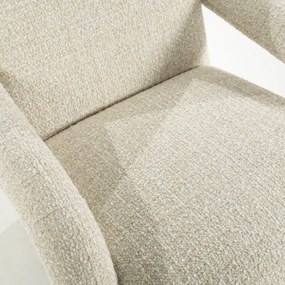 Eleonora Monica Design Fauteuil Beige Met Stoffen Armleuning