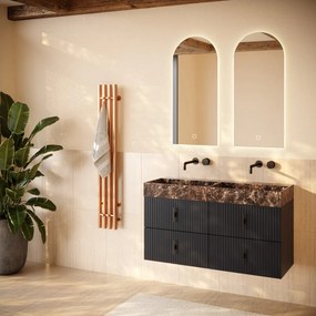 Muebles Murcia badmeubel ribbelfront 120cm antraciet met Dark Emperador wastafel zonder kraangaten