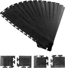 VEVOR Garagevloerrandafwerking, mannelijk, set van 12 stuks, 4 hoeken, klikmontage, PVC garagevloerrand, antislip, alleen compatibel met 4-zijdig in elkaar grijpende VEVOR-matten, zwart