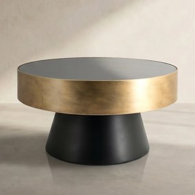 Ronde Salontafel Zwart Met Goud - 75 X 75cm.