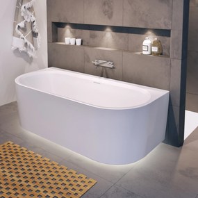 Riho Desire half vrijstaand bubbelbad sparkle mood midden 180x84cm wit glans met LED strip