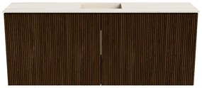 Mondiaz Joya DLux 100cm toiletmeubel walnut met wastafel faye midden zonder kraangat meli