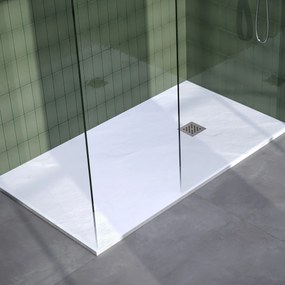 Brauer Asteroid douchevloer 90x160cm mineraalmarmer wit mat