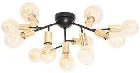 Design plafondlamp zwart met goud 12-lichts - Juul Design E27 Binnenverlichting Lamp