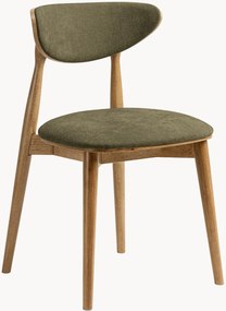 Chenille & beukenhouten stoelen Rina, 2 stuks