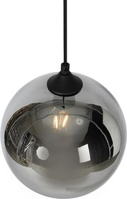 Smart hanglamp zwart met smoke glas incl. Wifi A60 - Wallace