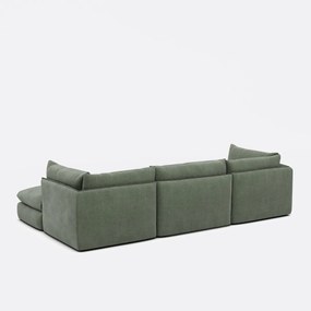 Modulaire bank, 3 zits met poef, gestructureerde stof, Malo