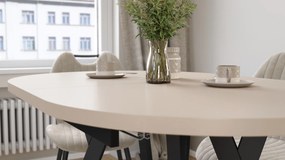 Mazzoni ALMO Kasjmier / zwarte poten - OVALE UITSCHUIFTAFEL 120-220 cm VOOR 10-12 PERSONEN