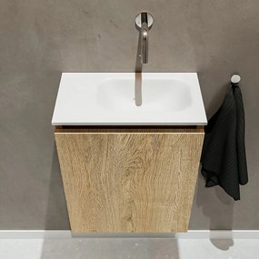 Mondiaz Ture 40cm toiletmeubel washed oak met wastafel talc rechts geen kraangat