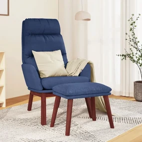 vidaXL Relaxstoel met voetenbank stof blauw