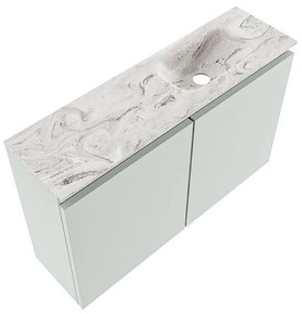 Mondiaz Ture DLux toiletmeubel 80cm greey met wastafel glace rechts met kraangat