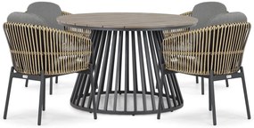 Tuinset Ronde Tuintafel 4 personen 125 cm Aluminium/wicker Taupe  Coco Nathan/Sorrento