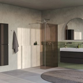 Brauer Oblivion inloopdouche bronsglas 90cm met 30cm zijwand RVS geborsteld PVD