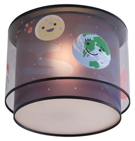 Kinder plafondlamp zwart met ruimteschip en sterren - Harrie in Space
