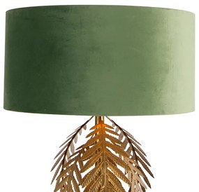 Vloerlamp goud 145 cm met velours kap groen 50 cm - Botanica Landelijk E27 Binnenverlichting Lamp