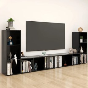 vidaXL Tv-meubelen 4 st 107x35x37 cm spaanplaat zwart