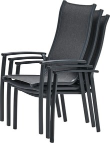 Garden Impressions Hilly tuinstoel stapelbaar donker grijs - 4 stuks